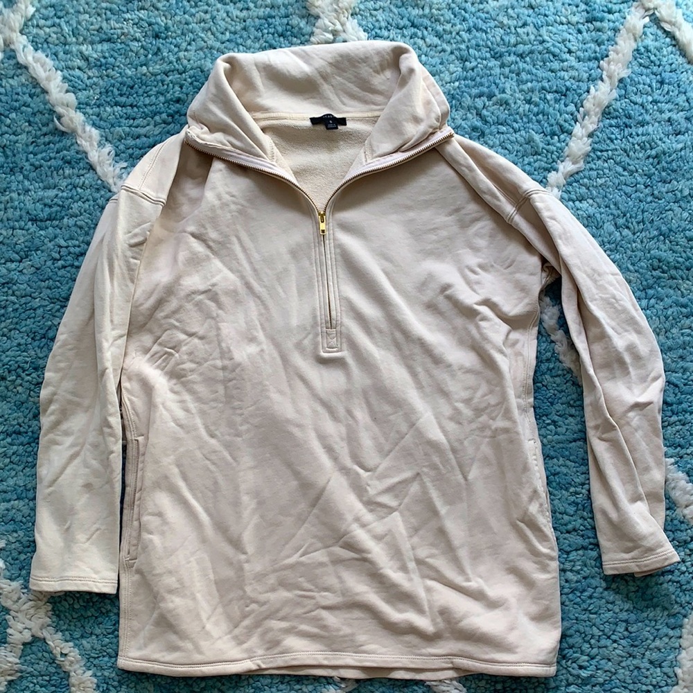 JCrew Zip Up Oversized Sweatshirt S Bone